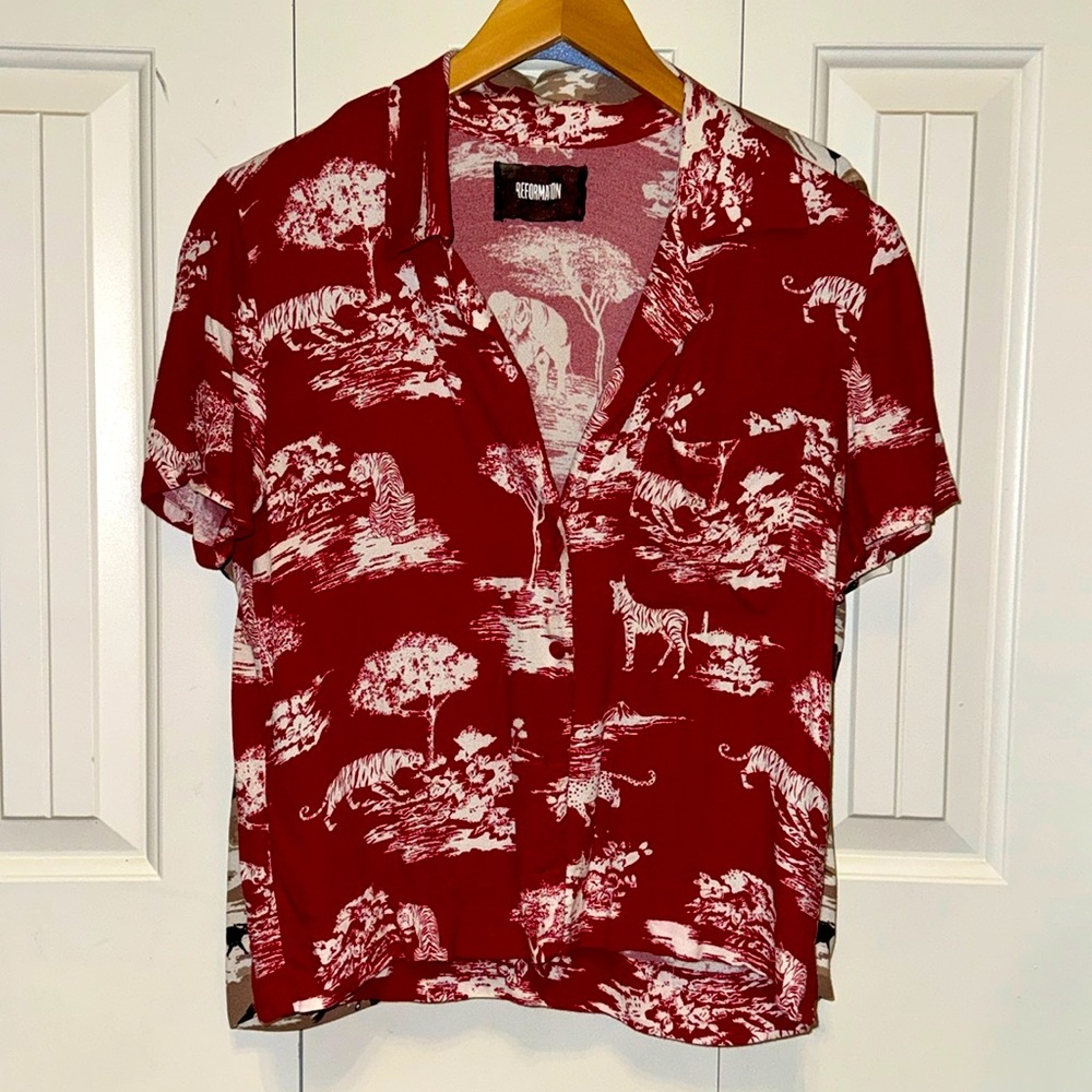 Reformation Cuba button down short sleeved shirt